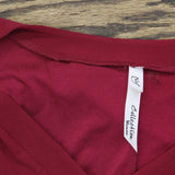 Ny Collection Womens Long Sleeve Crepe Knit Zipper V-Neck Tee Burgundy Red 1X