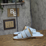 Tommy Hilfiger Triple Strap Slide Open Toe Flat Sandals Light Denim Blue 7M