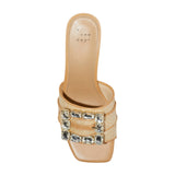 A New Day Kathleen Raffia Buckle Block Heels 92611276 Beige Brown 6.5M