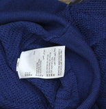 Alfani Pointelle Polo V-Neck Ribbed Knit Sweater Top Blazing Navy Blue M