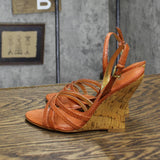 Nina Womens Vintage Marci Snake Print High Heel Wedges Ginger Orange 6M