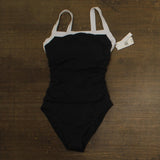 Bleu Rod Beattie Womens Square Neck Tank One-Piece Swimsuit Black / White 10