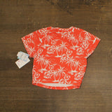 Roxy Cropped Rash Guard Short Sleeve UPF 50 Surf Top Red Orange Multi M