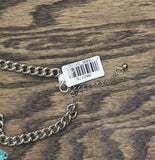 MCYS Gemstone Collar Curb Chain Necklace Silver Gray / Blue / Yellow 18" + 3"
