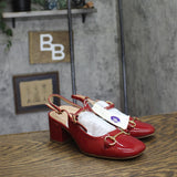 A New Day Square Toe Mary Jane Block Heel Slingback 94305217 Red 6M