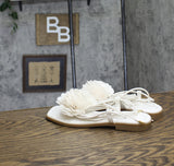 INC International Concepts Womens Gilma Flower Flat Sandals White Smooth 8M