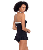 Lauren Ralph Lauren Bel Air Skirted Bandeau One-Piece Swimsuit Black / White 16