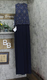 Adrianna Papell Size Beaded Sleeveless Wide Leg Jumpsuit Light Navy Blue 16W