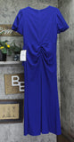 XSCAPE Womens Petite Puff-Sleeve Ruffled Gown Dress Eleni Marine Blue 12P