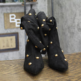 A New Day Studded Faux Suede Mid-Calf Boots with Cone Heel 94568943 Jet Black 8M