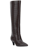 INC International Concepts Sameya Mid-Heel Knee High Boots Brown Croc 10.5M