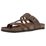 White Mountain Womens Strappy Hayleigh Footbed Sandal Brown / Leather 12M