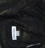Calvin Klein Collared Self-Tie-Belt Midi Button Cuff Dress Black / Gold 8