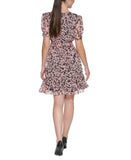 Karl Lagerfeld Paris Tie Front Floral-Print A-Line Dress LD1LH482 Black Multi 10