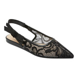 A New Day Womens London Lace Sling Back Bow Flats 94303524 Black 7.5M