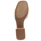 Jones New York Block Heel Square Toe Horsebit Hardware Mesh Sandals Tan Brown 6M