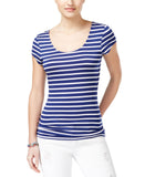 Ultra Flirt Juniors Knit Short-Sleeve Ballet Top Blue Multi XS