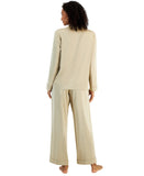 INC International Concepts Trim Satin Pajama Notched Shirt Top Safari Brown 2XL