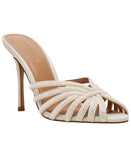 Steve Madden Beaded Stiletto Heel Peep Toe Dress Sandals Ivory Off White 7M