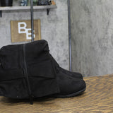 Journee Collection Jester-01 Faux Suede Buckle Flat Boots Black 6M