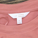 Lc Lauren Conrad Women's Knit Mini Waffle Knit Lounge Top Pink Sheraton M