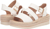Dr. Scholl's Shoes Once Twice Espadrille Platform Wedge Sandal White Smooth 6M