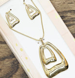 Catherine Malandrino Geometric Pendant Necklace & Earring Set Gold Yellow 30"