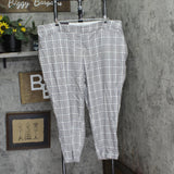 Ava & Viv Womens High-Rise Tapered Pants 89557691 Cream Plaid Off White 26