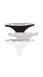 Calvin Klein Womens Carousel 3-Pack Thong QD3587 Black / White / Grey Heather XL