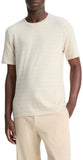 Vince Short Sleeve Stripe Loose Knit Crew T-Shirt Coyote Brown / Off White S