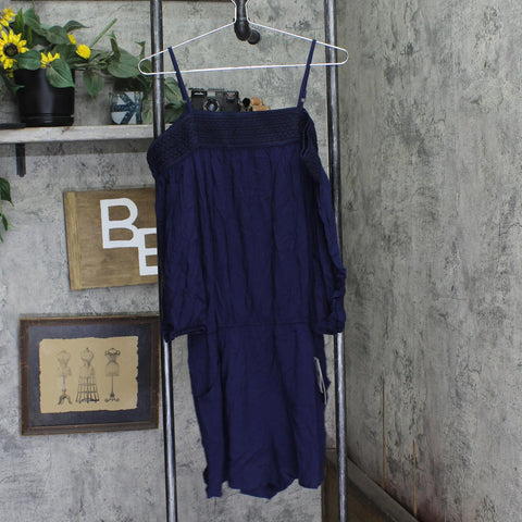 BCX Juniors Off-the-Shoulder Romper 64021720299 Navy Blue XL