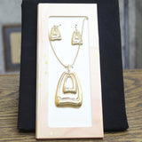 Catherine Malandrino Geometric Pendant Necklace & Earring Set Gold Yellow 30"
