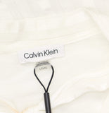 Calvin Klein Tie Neck Ruffle Cap Sleeve Blouse S22T993A Cream Off White L