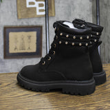 DKNY Girls Studded Lace Up Combat Boots Black 12T