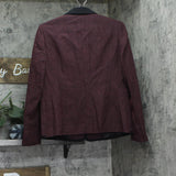 Kasper Womens Framed Plaid Jacket Notch Collar Blazer Shiraz Red / Black 4