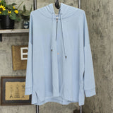 Cable & Gauge Studio Womens 1/4 Zip Pullover Hooded Stretch Sweatshirt Blue 3X