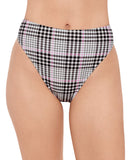 Salt + Cove Juniors Plaid High-Waist Bikini Bottoms 807028 Black / White S