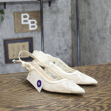 A New Day Milan Raffia Slingback Heels 93708032 Cream Off White 6M
