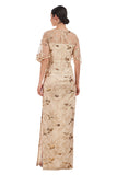 JS Collections Sleeve Sequin Embellished Column Gown Dress Gold Yellow 18