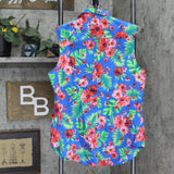 Lands' End Womens Sleeveless Patterned Button Up Shirt 485088-Sample