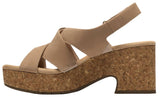 Clarks Womens Platform Cork Nerisa Grace Wedge Sandal Sand Nubuck Brown 8.5M