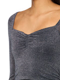 GUESS Long Sleeve Shimmer Knit Side Slit Sweetheart Sharae Dress Blue Gray 2
