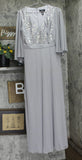 R&m Richards Womens Sequin Evening Dress Gown 99399 Silver Gray 10