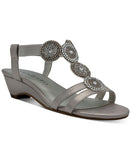 Karen Scott Womens Catrinaa Faux Leather Evening Sandals Silver Gray 9M