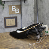 A New Day Simone Rhinestone Ball Satin Slingback Heels 94660900 Black 10M