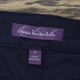 Gloria Vanderbilt Womens Pull On Wide Leg Cropped Pants 1797444 Navy Blue 12