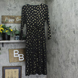 Tommy Hilfiger Womens Printed Ruched-Waist Dress A4IJ114A Black / Gold 12