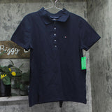 Tommy Hilfiger Womens Classic Collar Short Sleeve Polo Shirt Navy Blue 0X