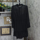 Bar III Womens Tie Front Petite Ruffled Mini Dress Black PL