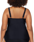 Raisins Sweetheart Ruched Tankini Swim Top with Adjustable Straps Black 18W